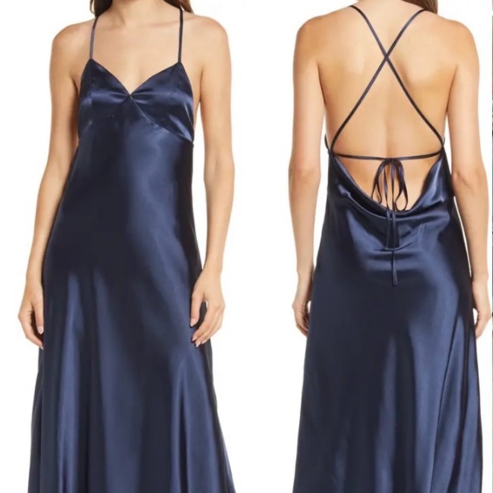COPY - Navy Blue Silk Cocktail Dress